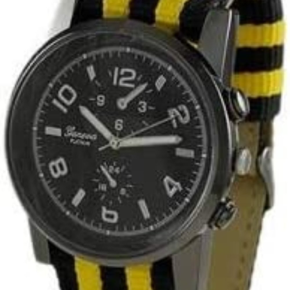 GENEVA PLATINUM 12229012 MEN'S DUAL COLOR RIBBON WATCH- YELLOW/BLACK
